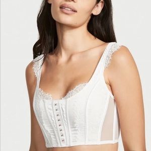 Victorias Secret - Dream Angels Unlined Lace-Up Corset Top (White) - XS